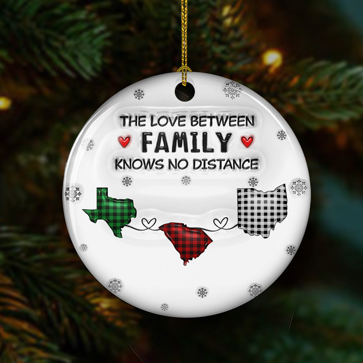 The Love Between Family Knows No Distance - Personalized Custom 3D Inflated Effect Ceramic Ornament