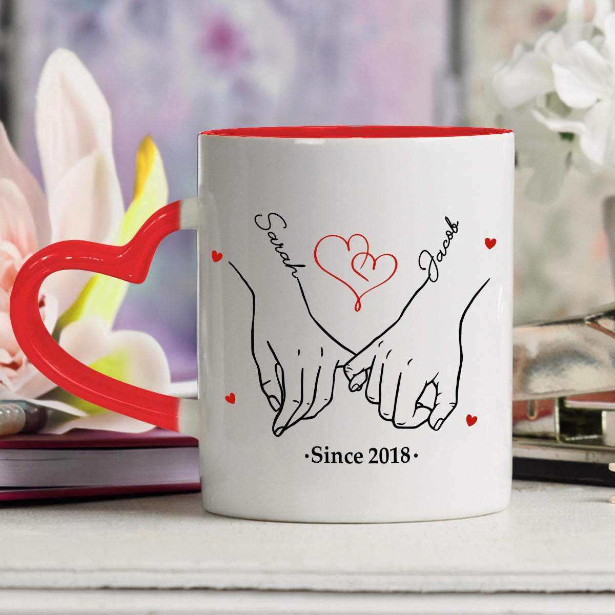 I Met You - Personalized Custom Heart Handle Mug