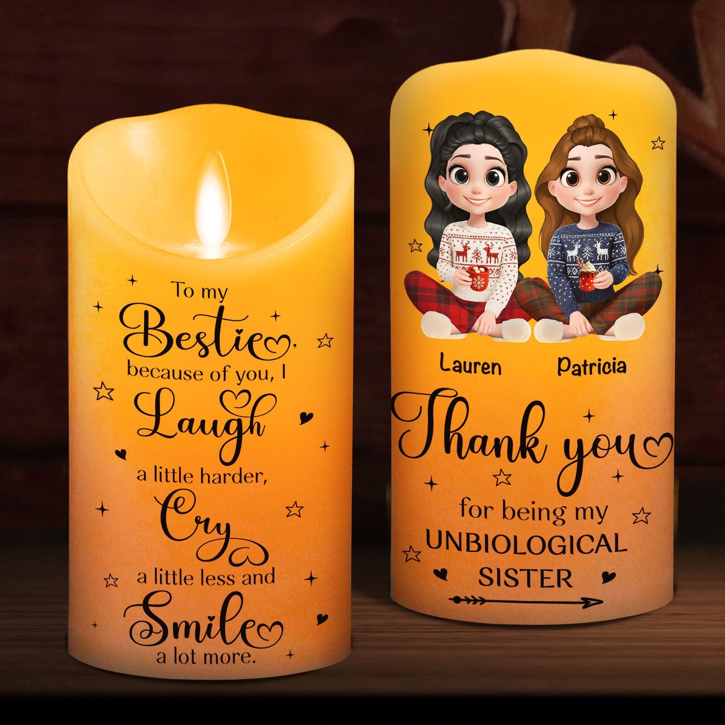 Thank You For Being My Unbiological Sister - Personalized Custom LED Candle