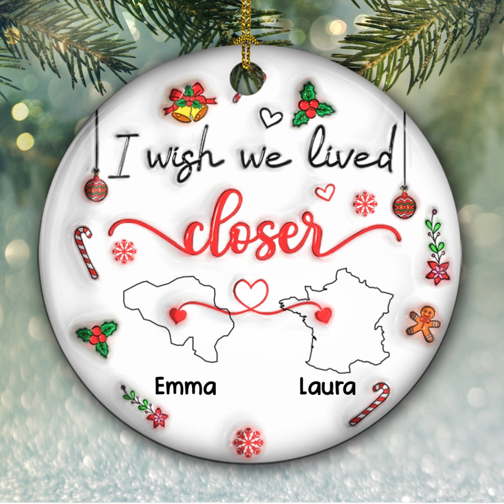 Besties Are Always Close At Heart Country Version - Personalized Custom 3D Inflated Effect Ceramic Ornament