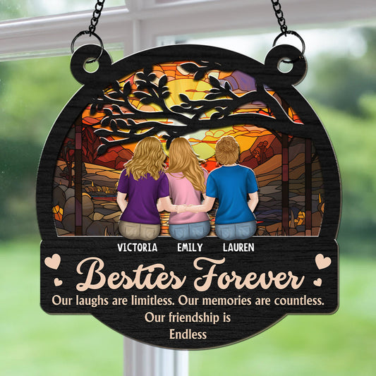 Bestie Love Never Ends - Personalized Custom Suncatcher