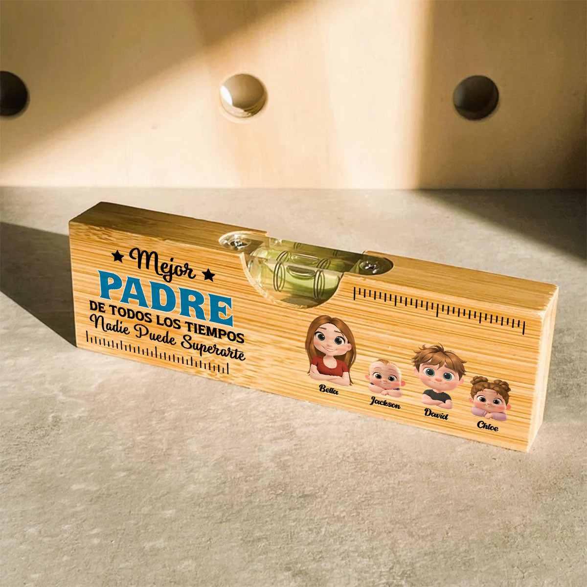 Nadie Puede Superarte - Abridor de Botellas de Madera Personalizado con Nivel