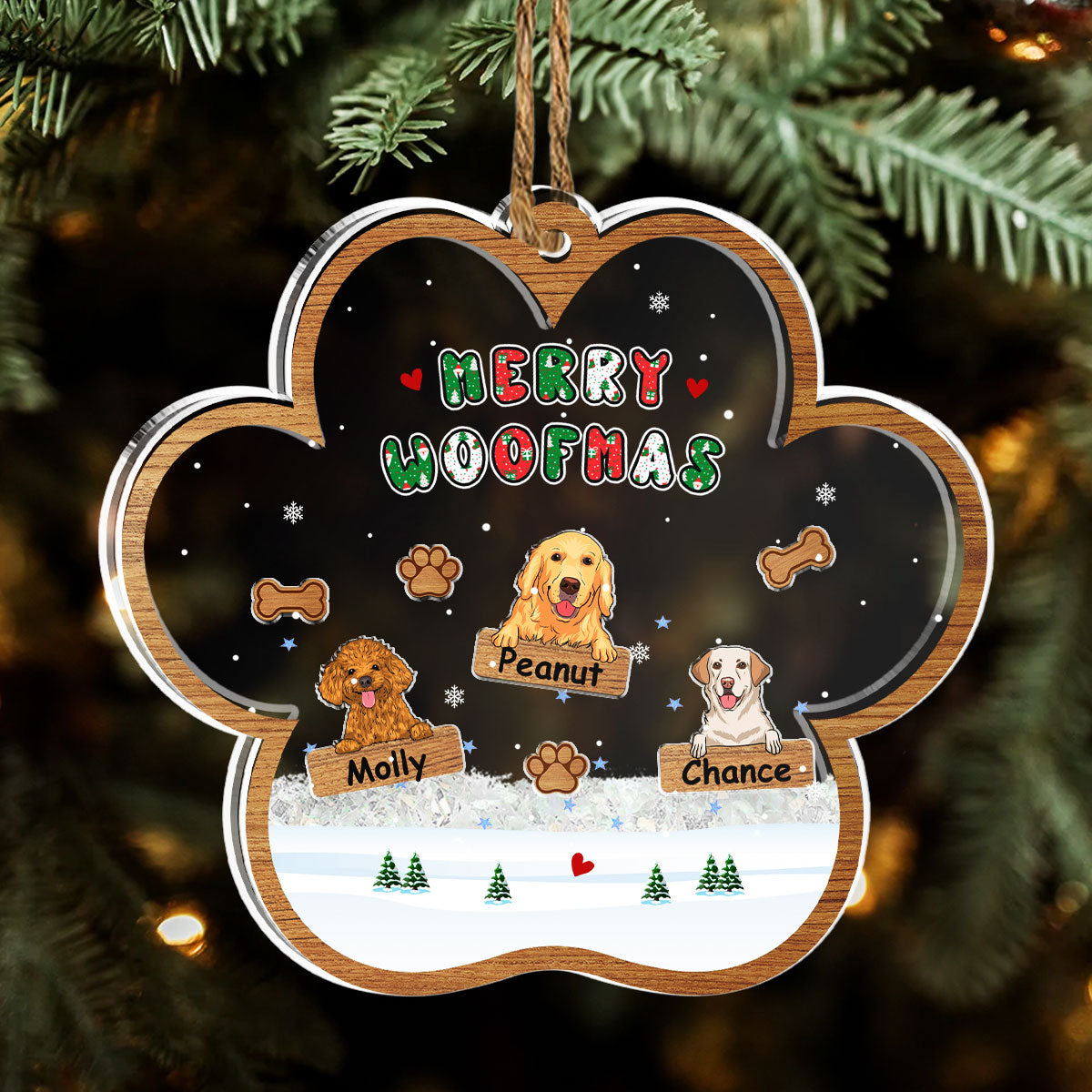 Woofmas Winter - Personalized Custom Acrylic Shaker Ornament