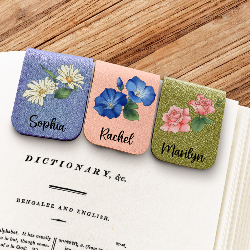 Blooming Flowers - Personalized Custom Leather Bookmark