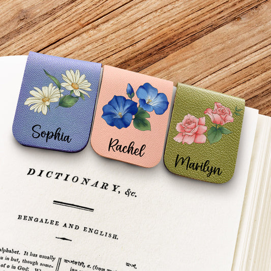 Blooming Flowers - Personalized Custom Leather Bookmark