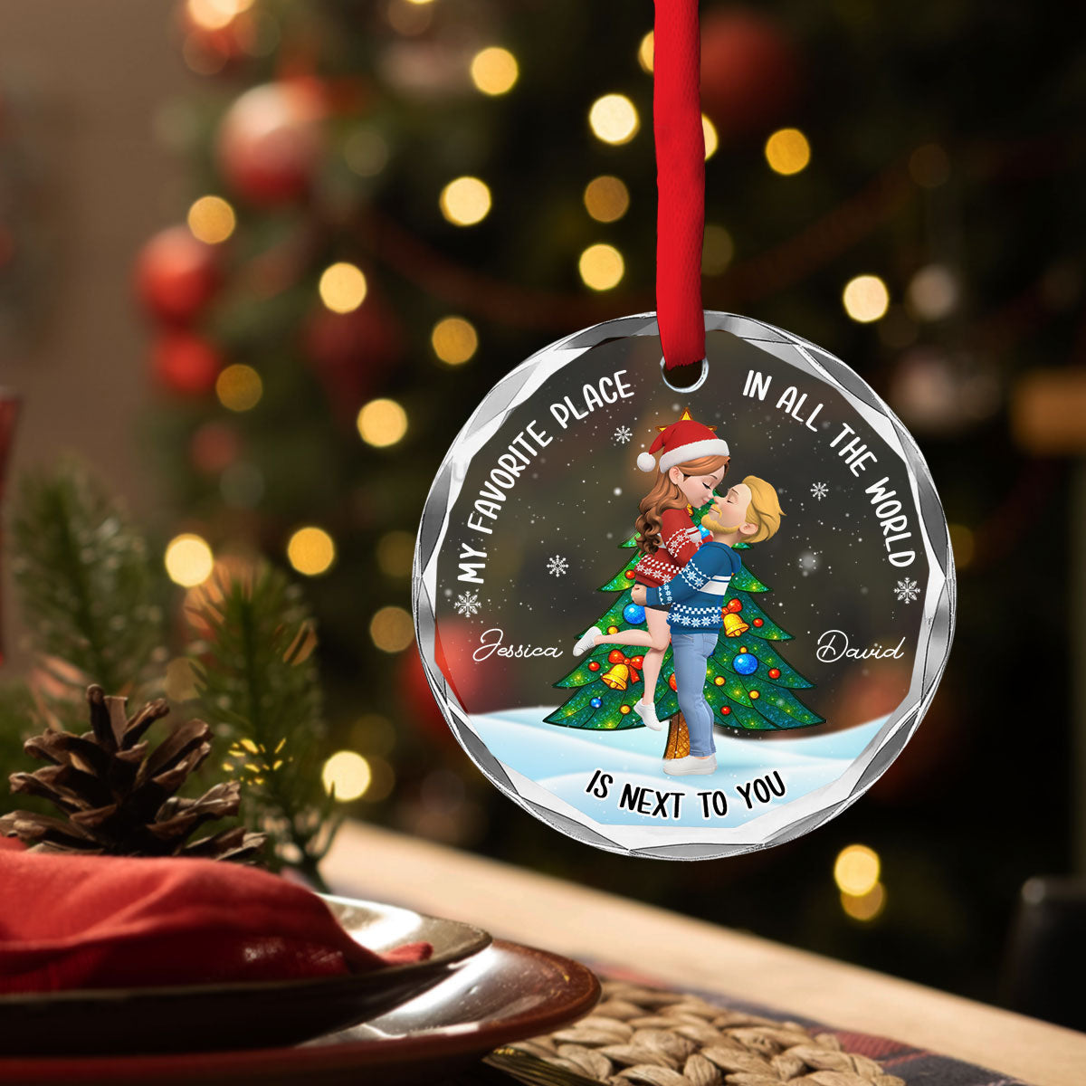 The Best Place Is With You - Personalized Custom Glass Ornament