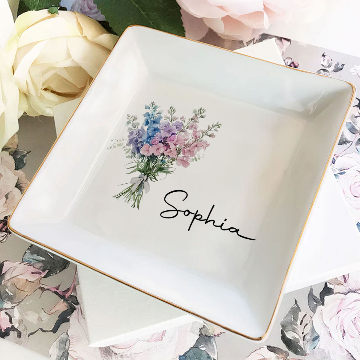 Flowers Do Not Tell They Show - Personalized Custom Jewelry Dish