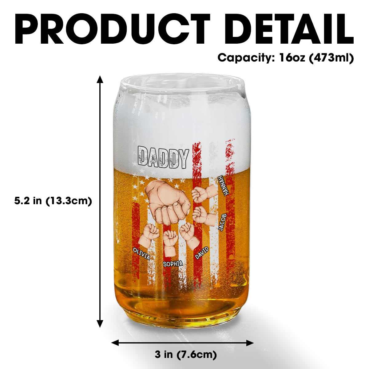 Best Dad Ever Version 2 - Personalized Custom Beer Can Glass