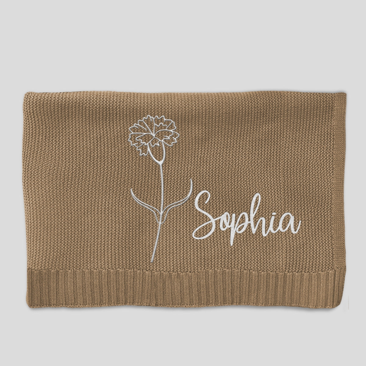 Soft Leaf - Personalized Custom Embroidered Knitted Baby Blanket