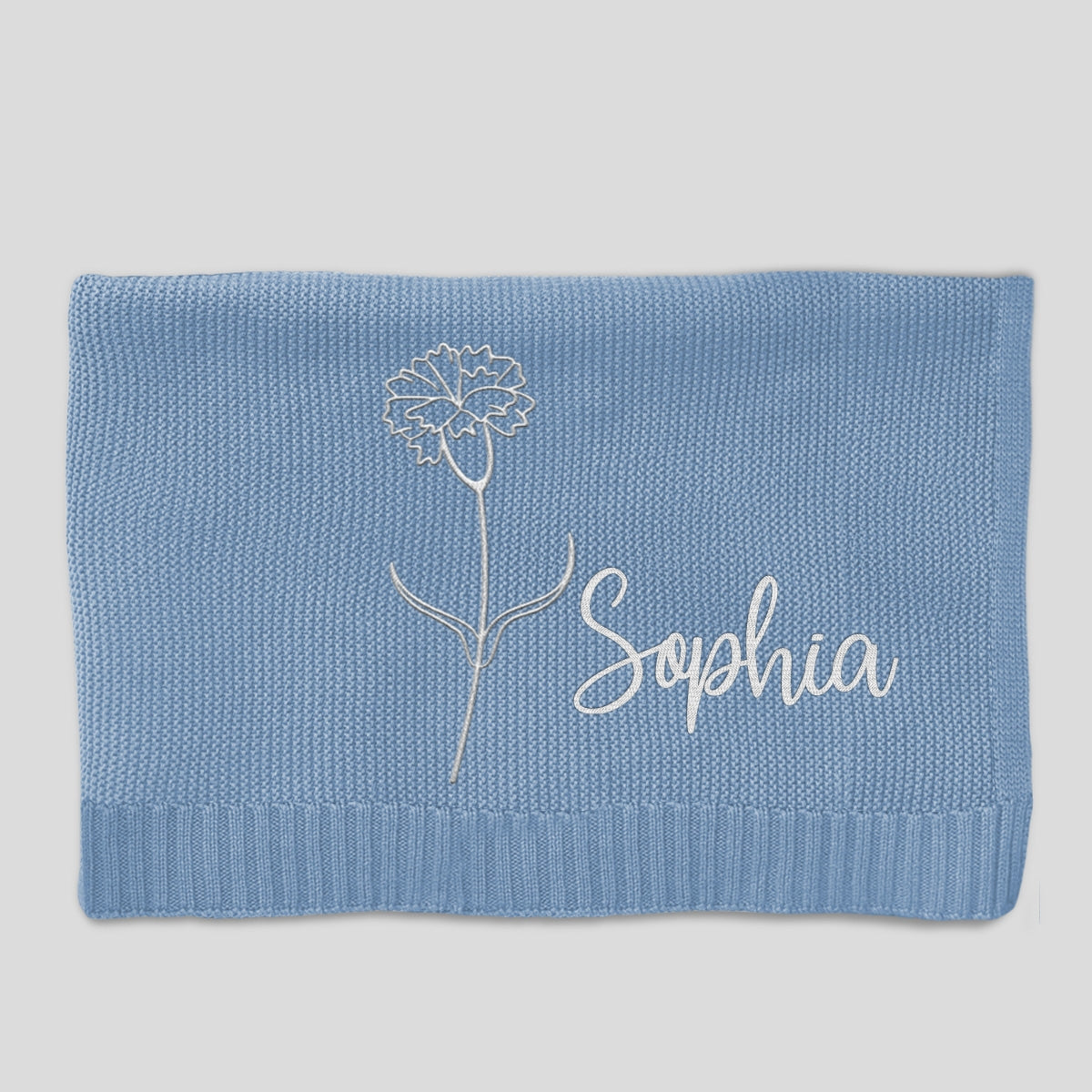 Soft Leaf - Personalized Custom Embroidered Knitted Baby Blanket