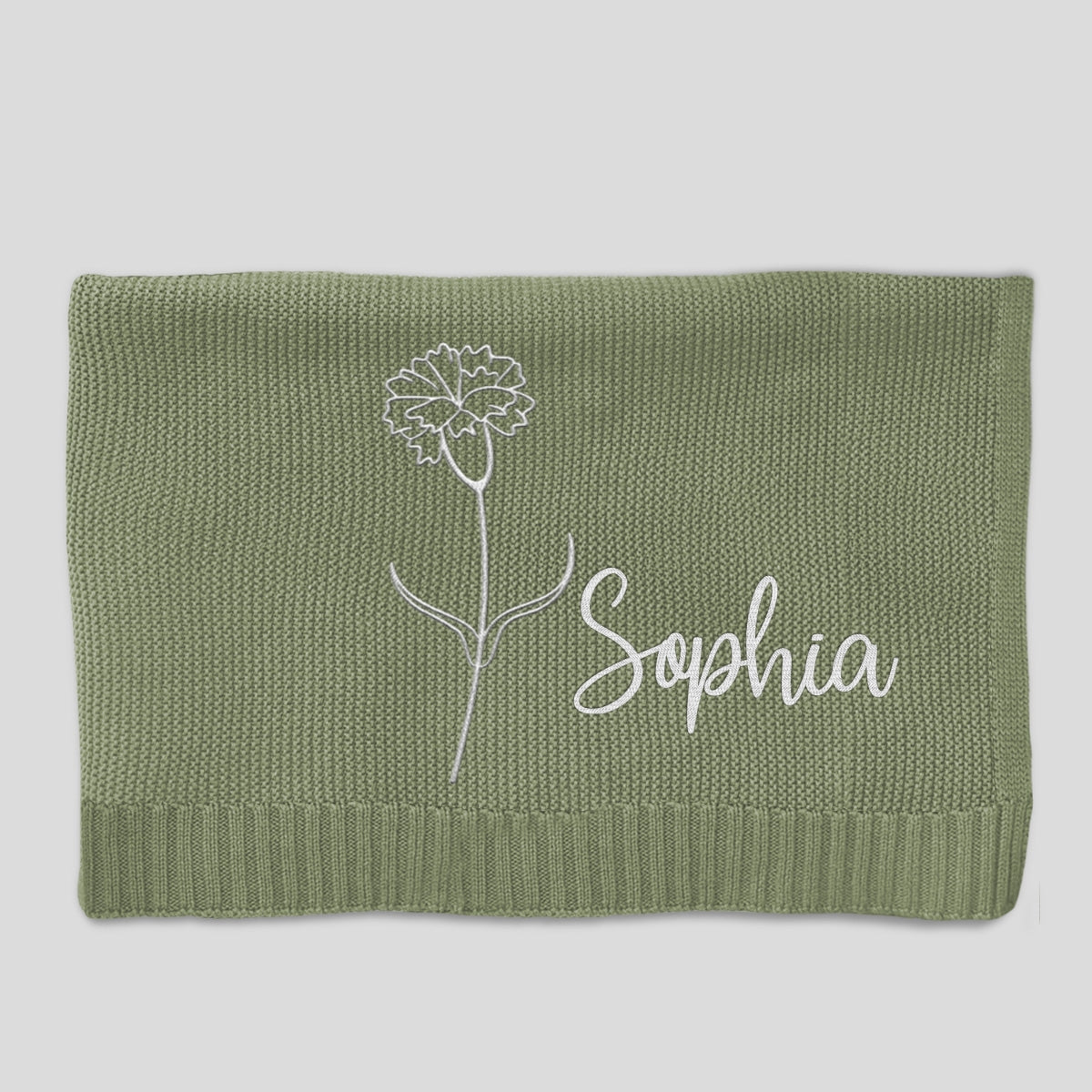 Soft Leaf - Personalized Custom Embroidered Knitted Baby Blanket