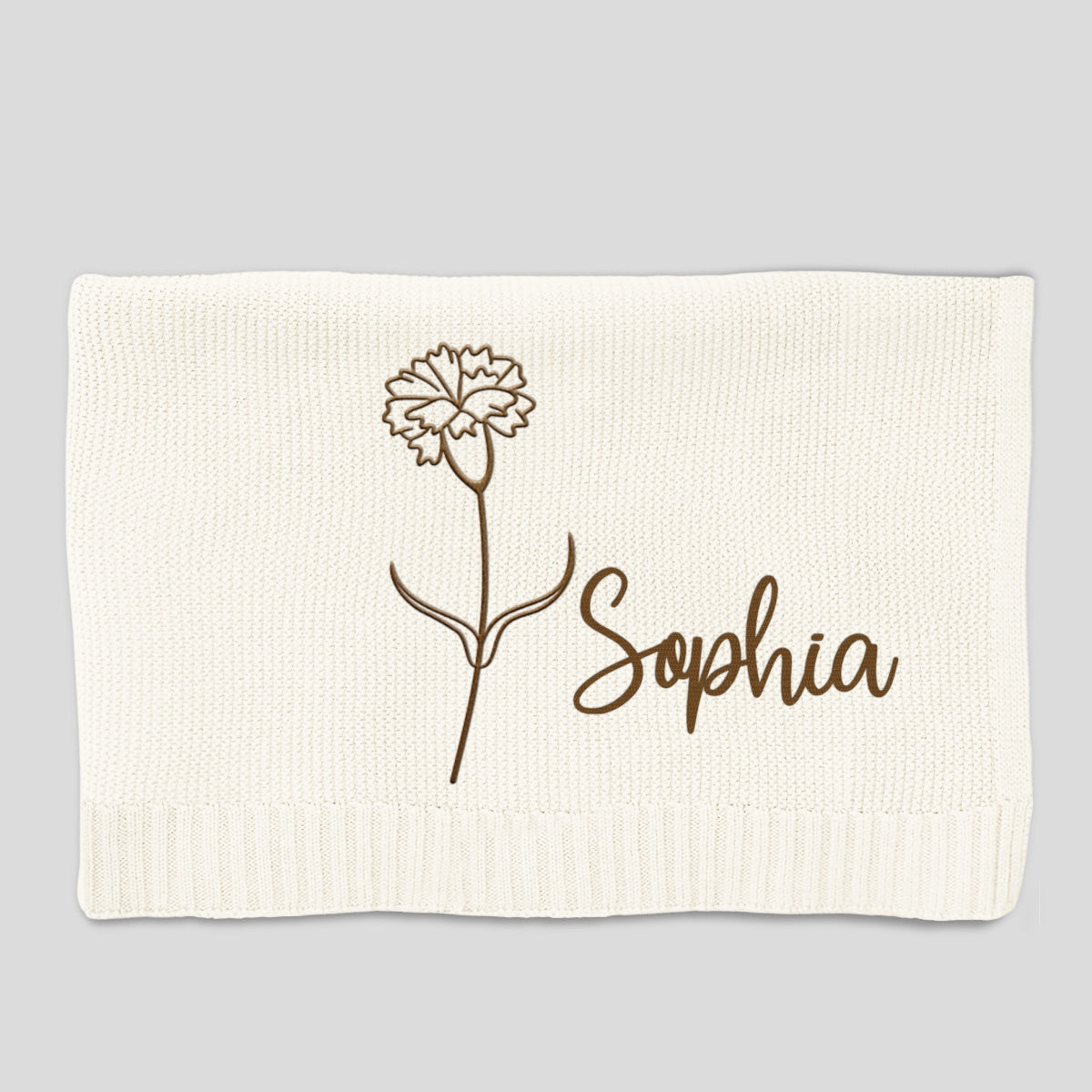 Soft Leaf - Personalized Custom Embroidered Knitted Baby Blanket