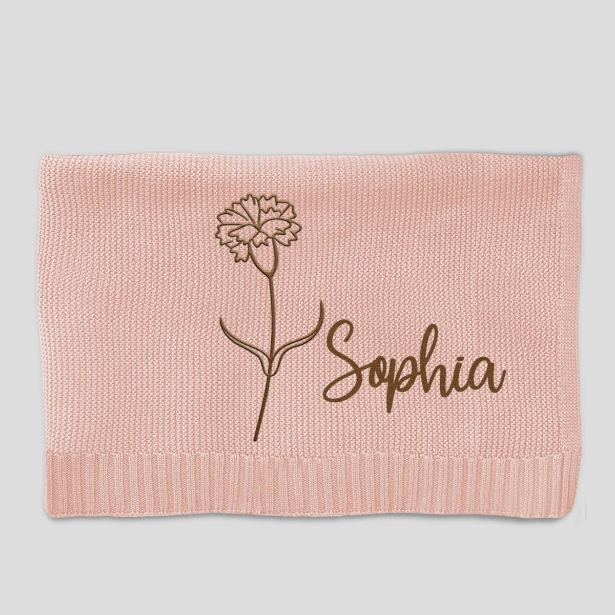 Soft Leaf - Personalized Custom Embroidered Knitted Baby Blanket