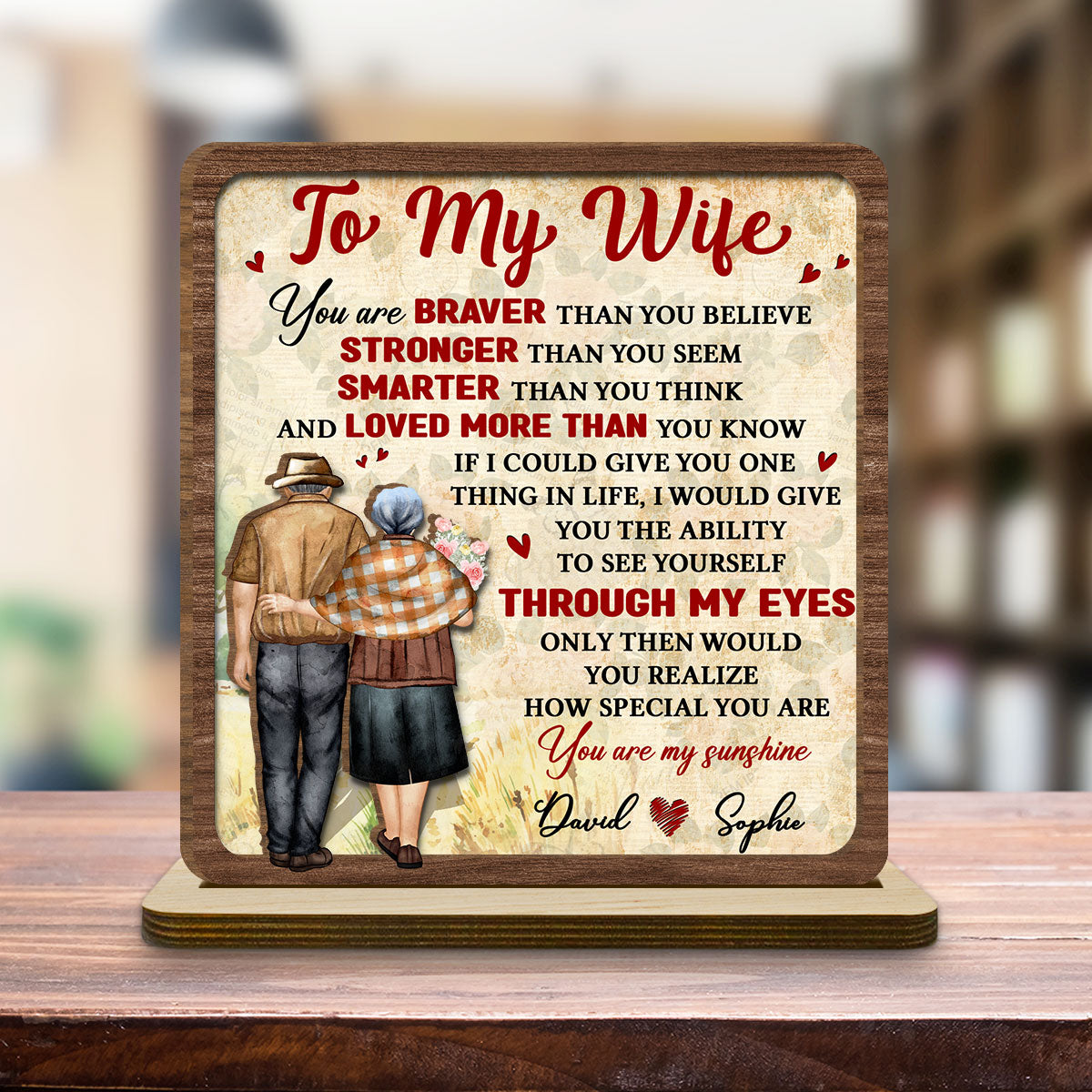 My Sunshine - Personalized Custom 2-Layer Wood Plaque With Flat Base