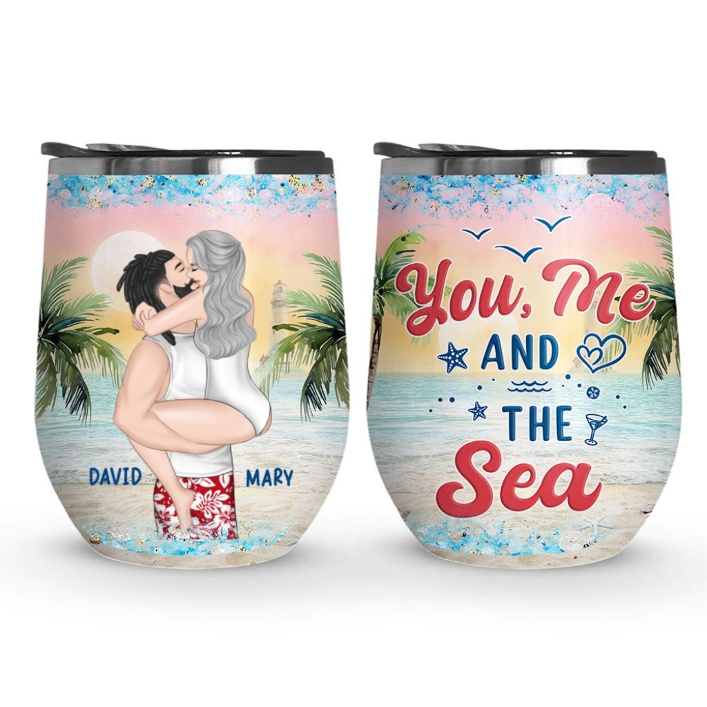 You Me And The Sea - Personalized Custom Wine Tumbler