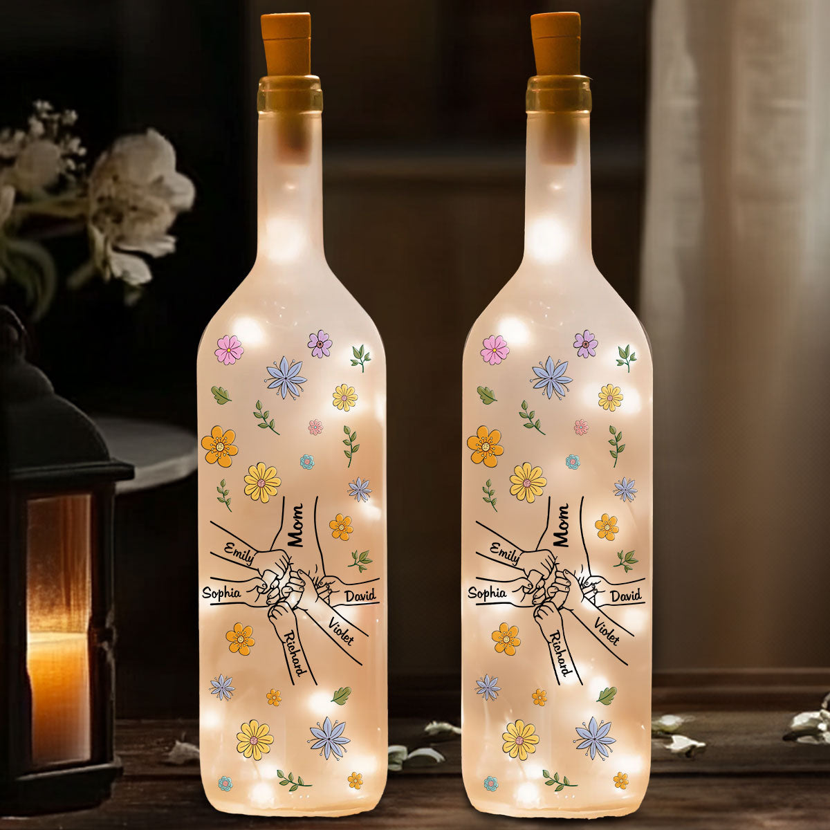 Mom Hold Our Hands - Personalized Custom Bottle Lamp