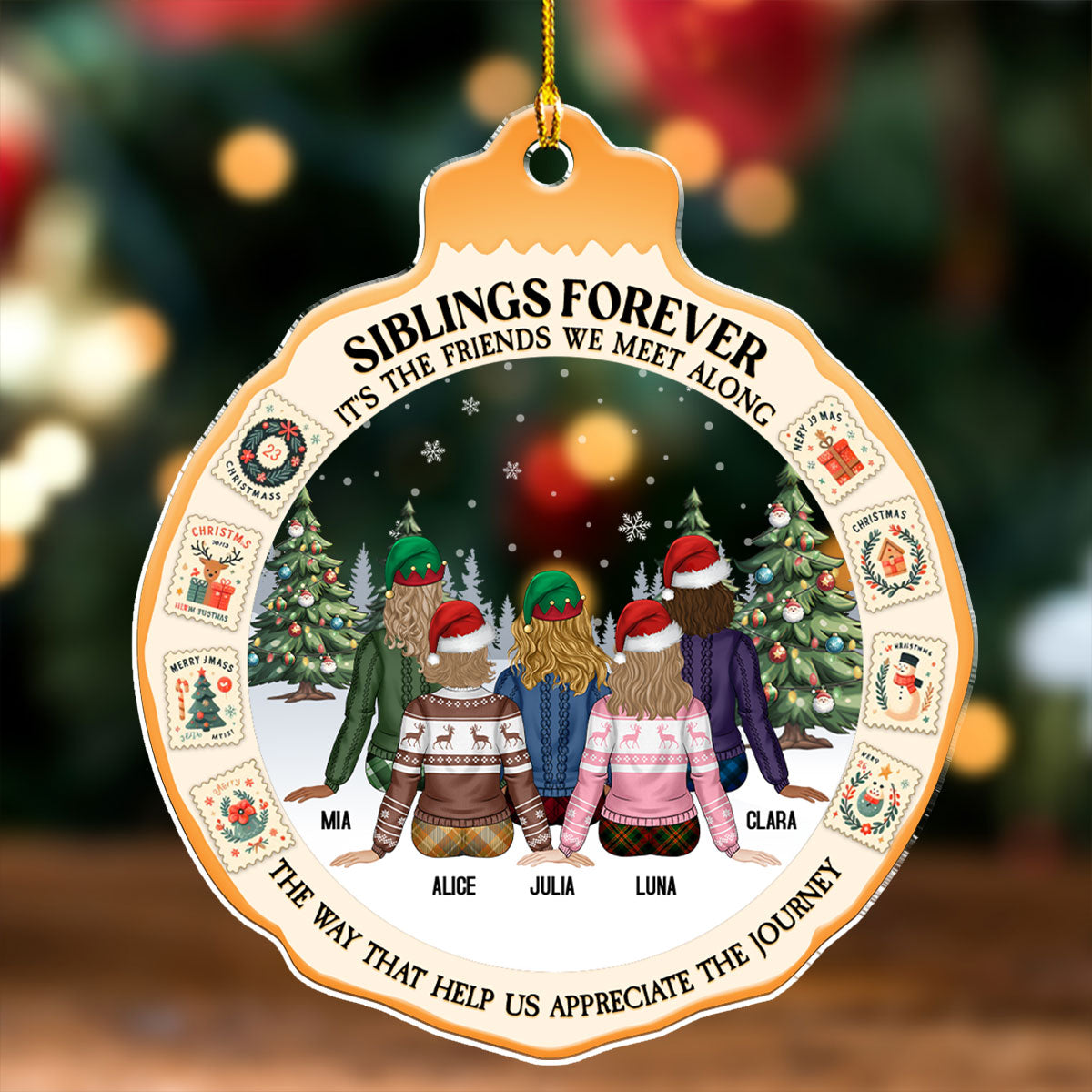 Distant Sisters - Personalized Custom Acrylic Ornament