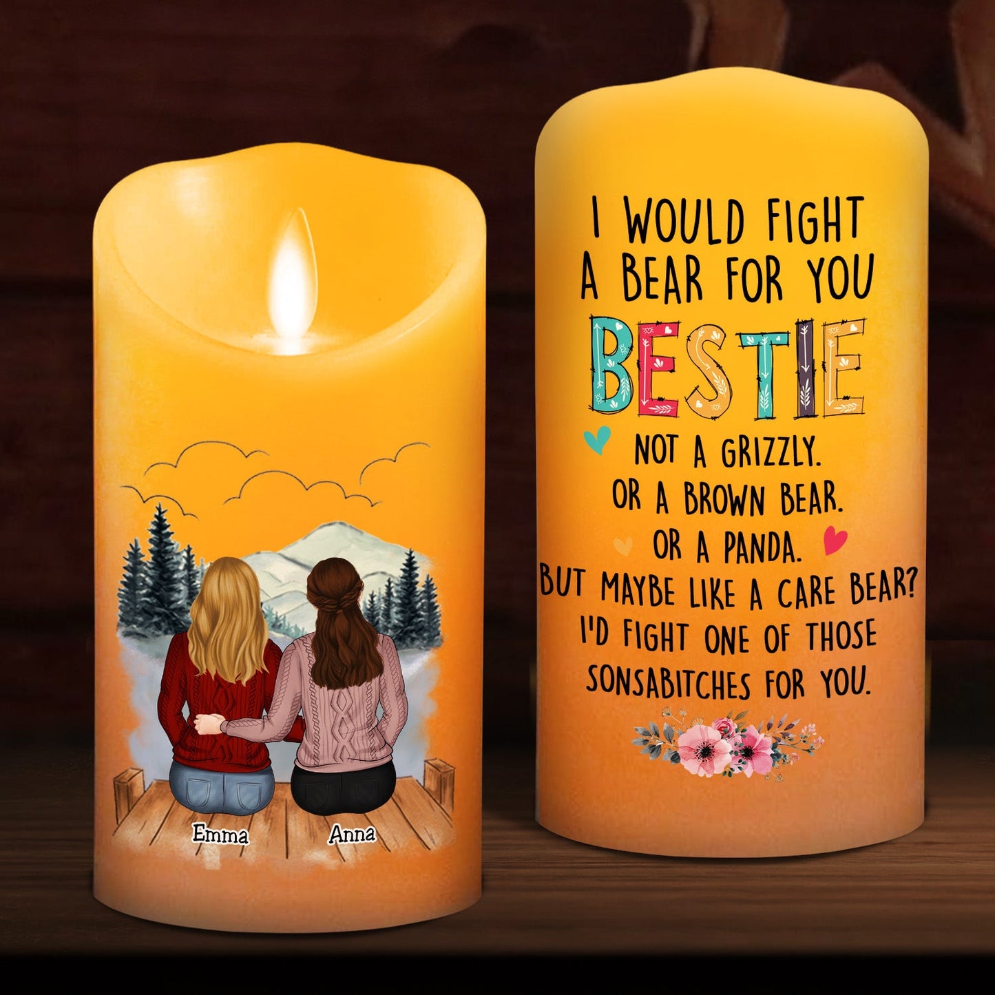 I Would Fight A Bear For You Sister - Personalized Custom LED Candle