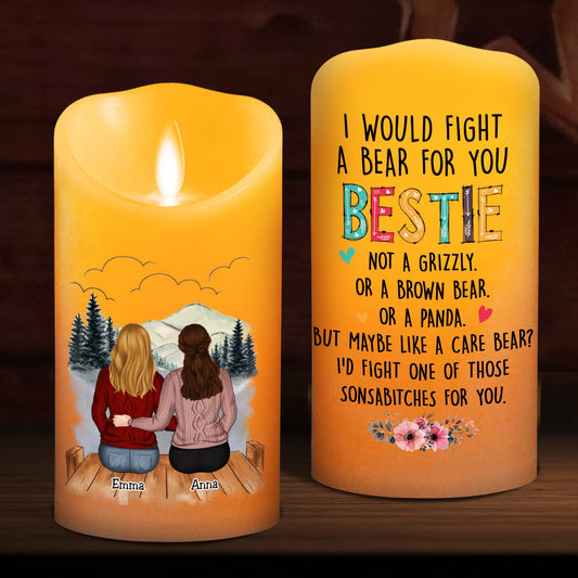 I Would Fight A Bear For You Sister - Personalized Custom LED Candle