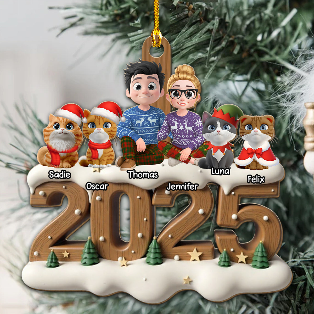 From This Year Cat Ver - Personalized Custom 3D Effect Wood Ornament