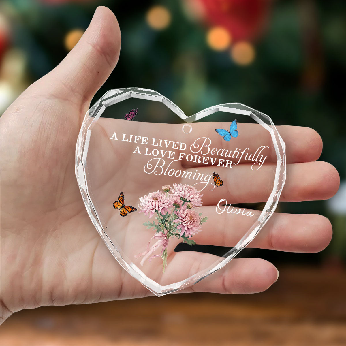 Your Memory Will Forever Bloom - Personalized Custom Glass Ornament