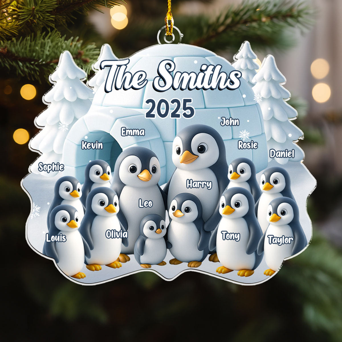 Penguin Family - Personalized Custom Acrylic Ornament