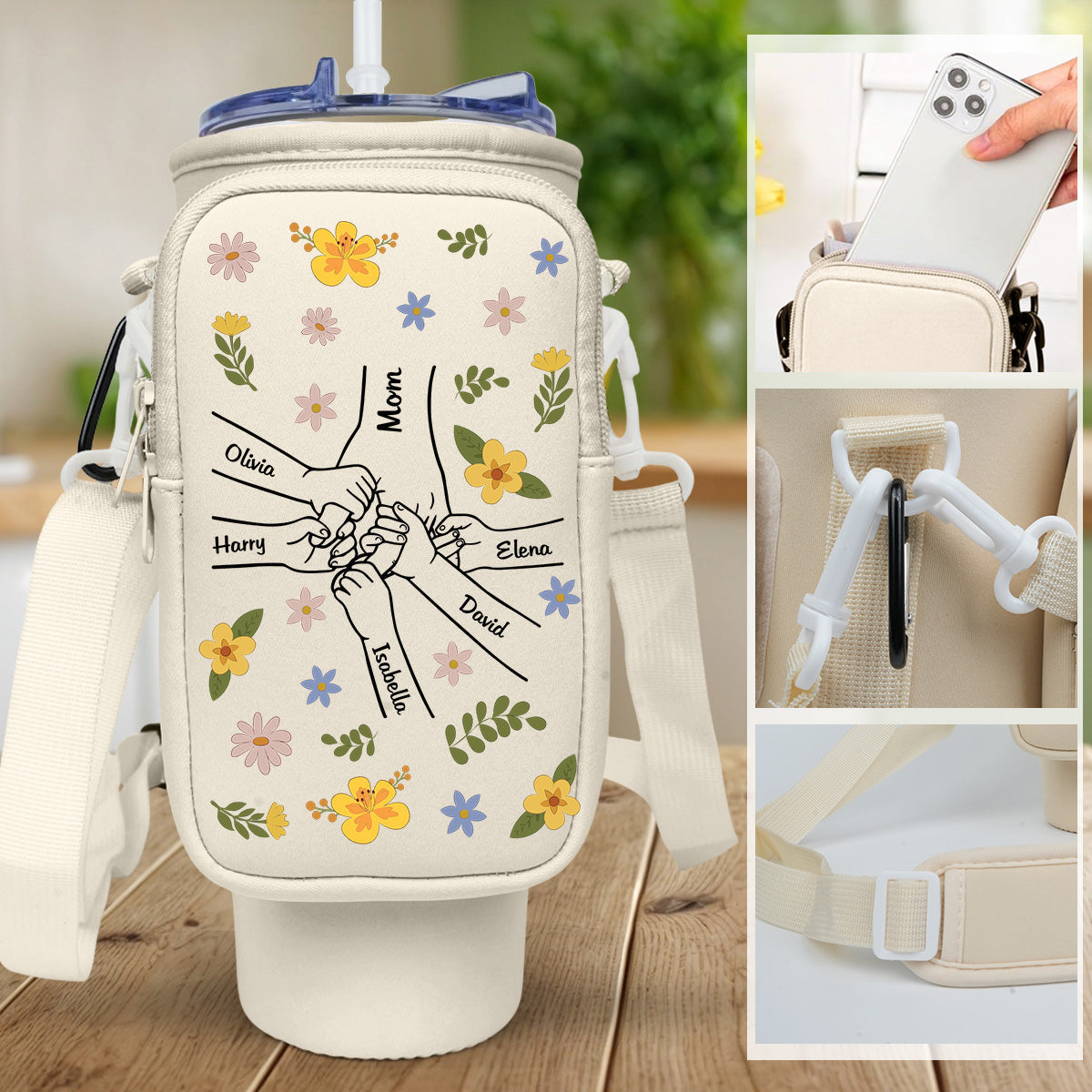 Hand In Hand - Personalized Custom Water Bottle Carrier Bag