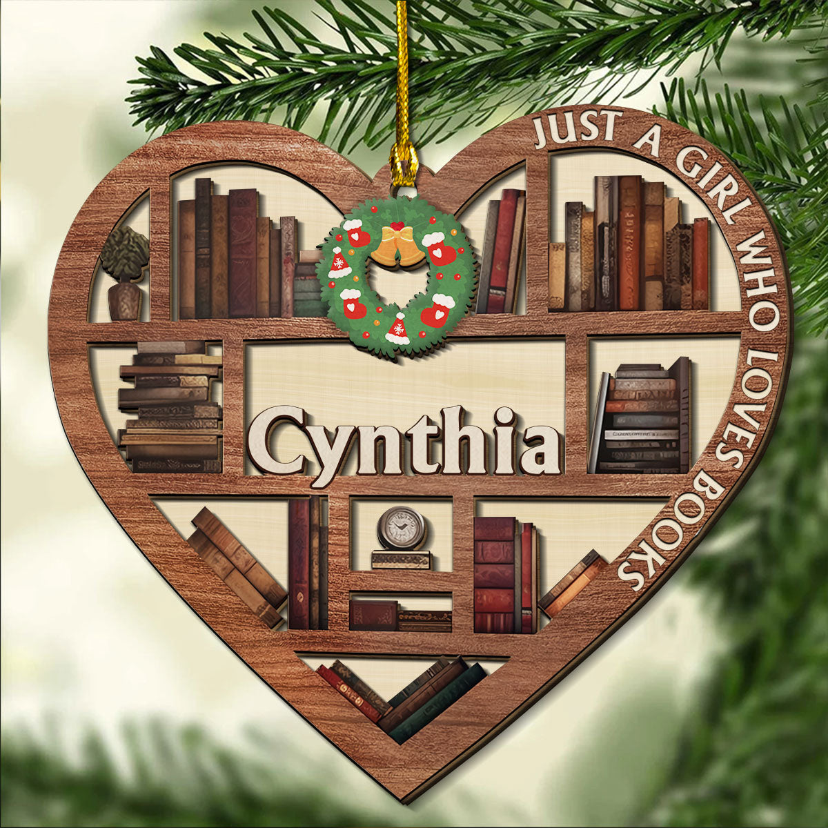 Just A Girl Who Loves Books - Personalized Custom 2-layered Wood Ornament