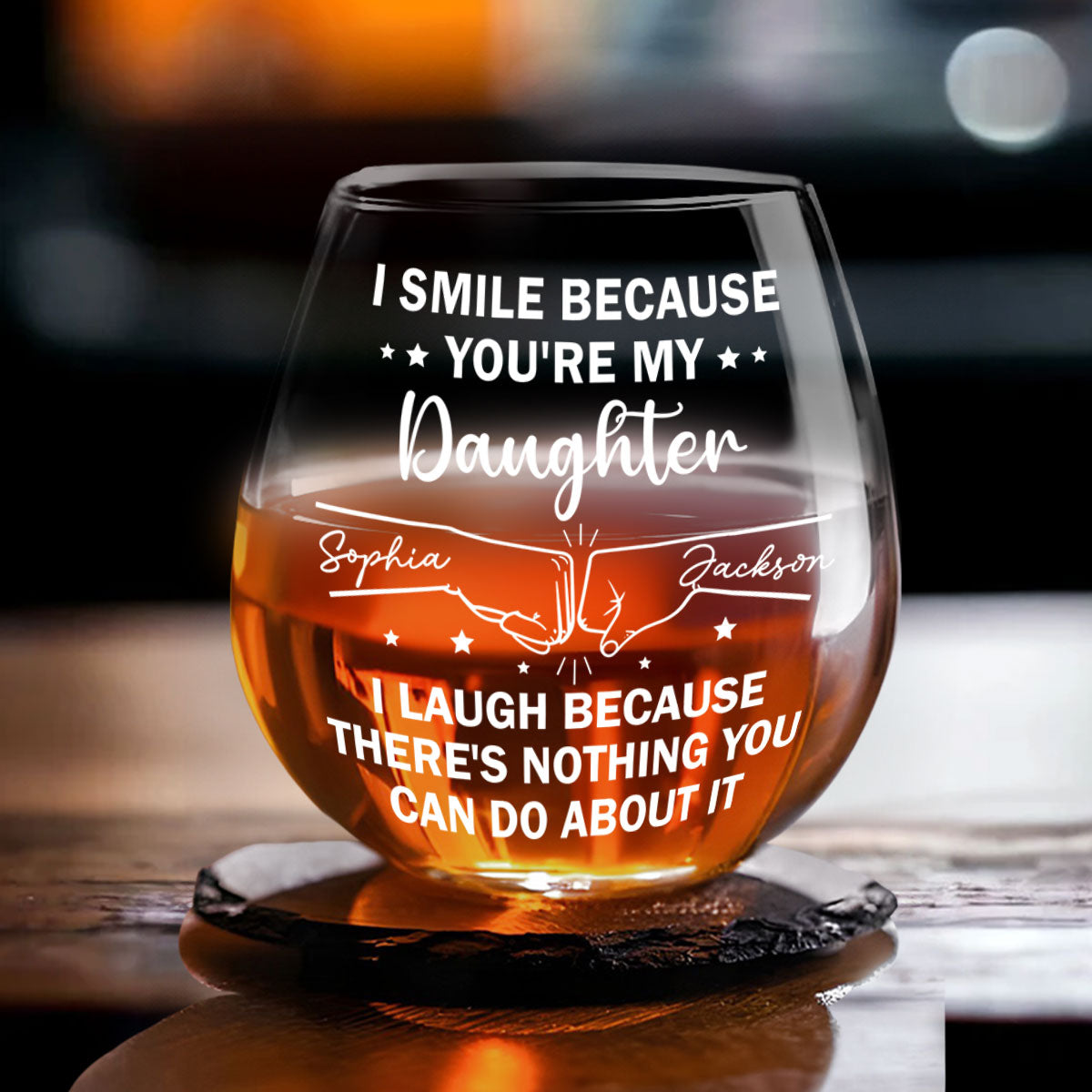 I Smile Because Of You - Personalized Custom Wine Glass