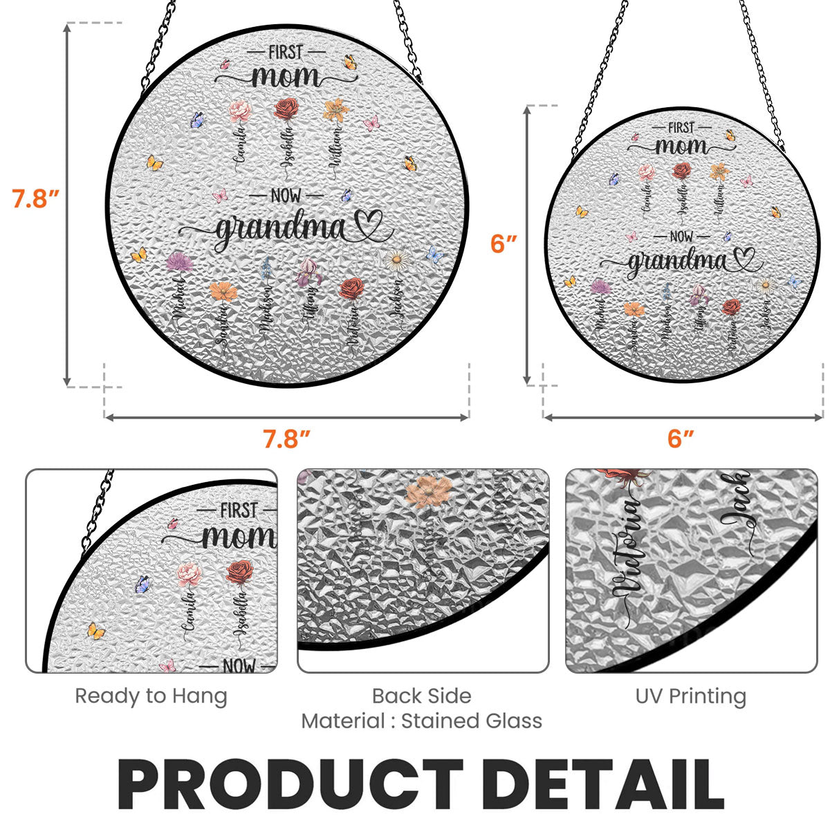 First Mom Now Grandma - Personalized Custom Window Hanging Suncatcher
