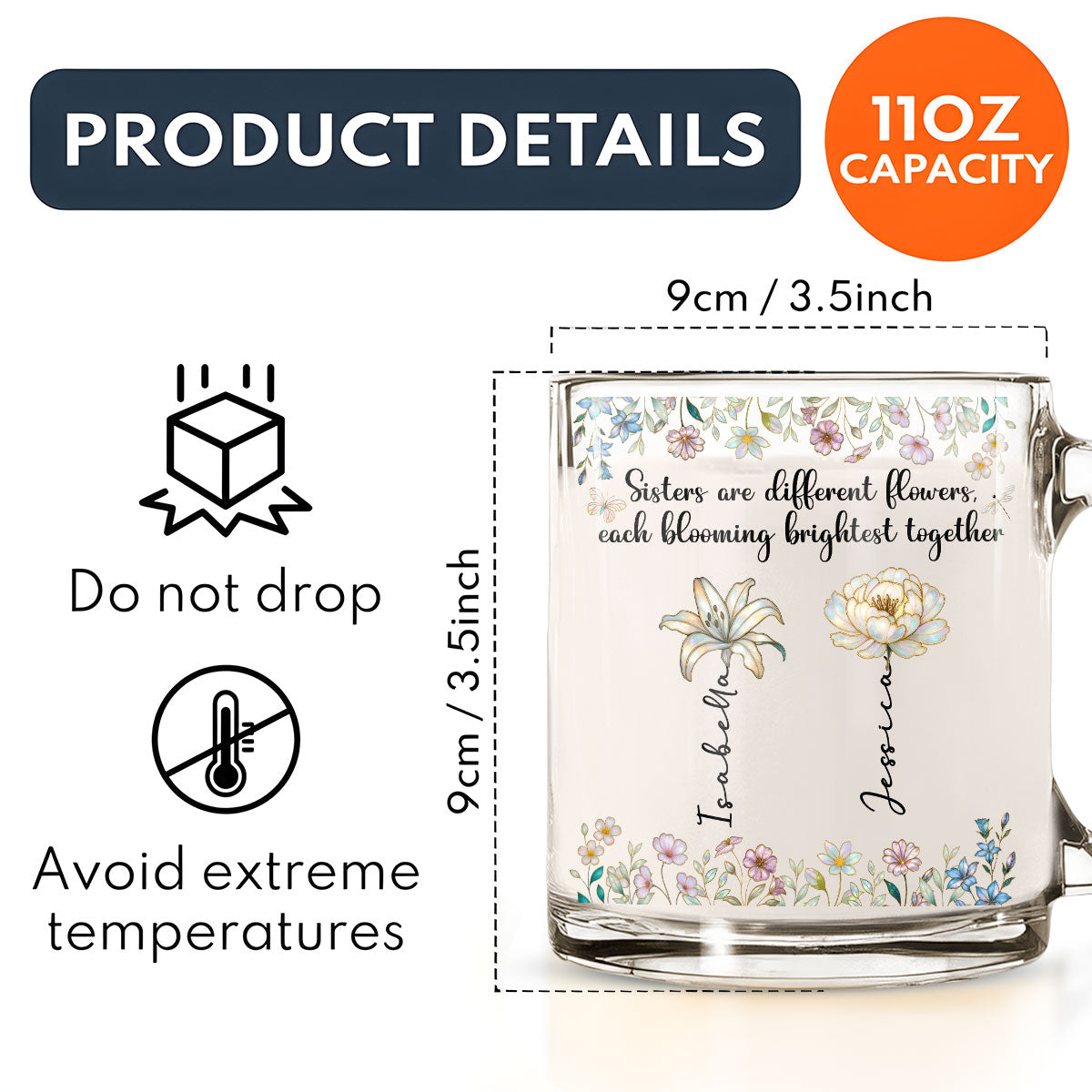 Blooming Together - Personalized Custom Glass Mug