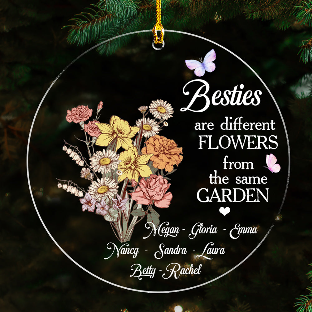 Sisters Are Different Flower - Personalized Custom Acrylic Ornament