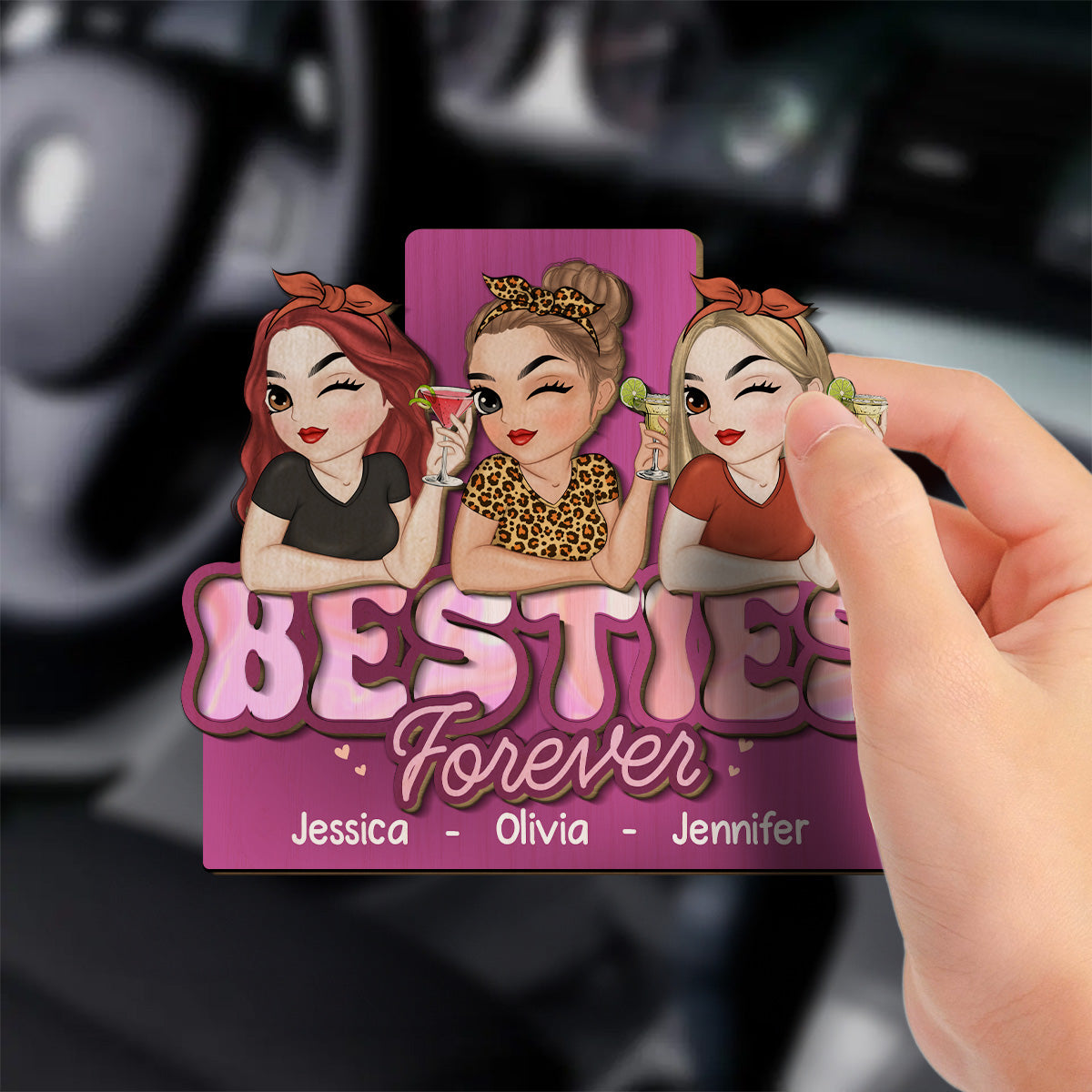 Besties Forever - Personalized Custom Car Visor Clip