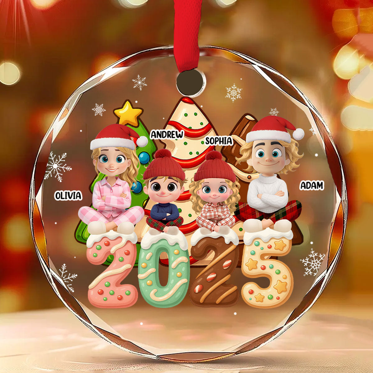 Family Cake - Personalized Custom Glass Ornament