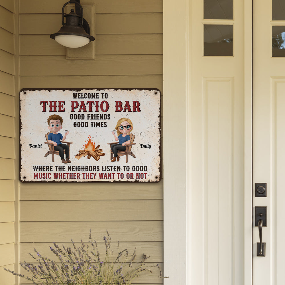 Patio Grilling Listen To The Good Music - Personalized Custom Metal Sign