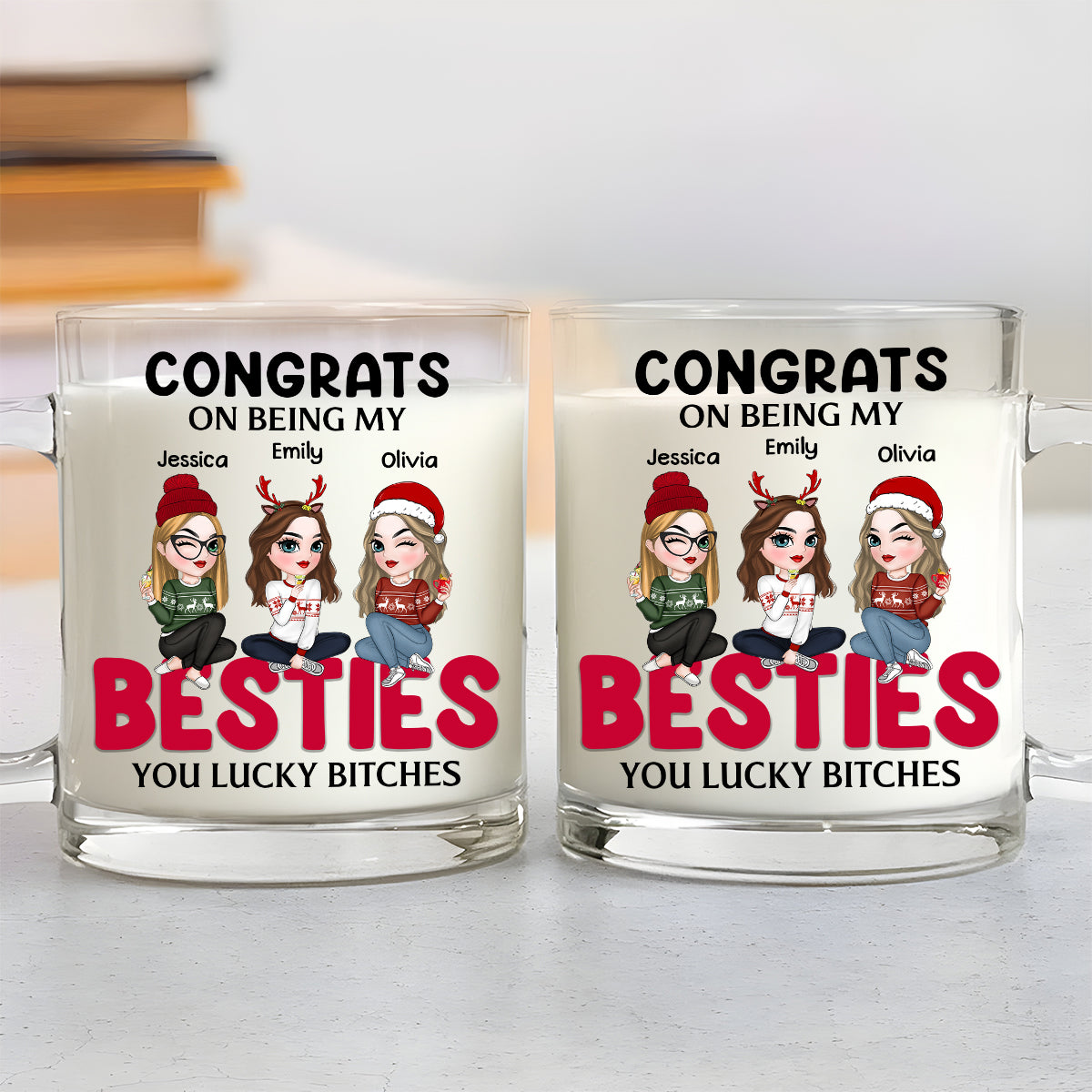 Congrats On Being My Bestie Merry Christmas - Personalized Custom Glass Mug