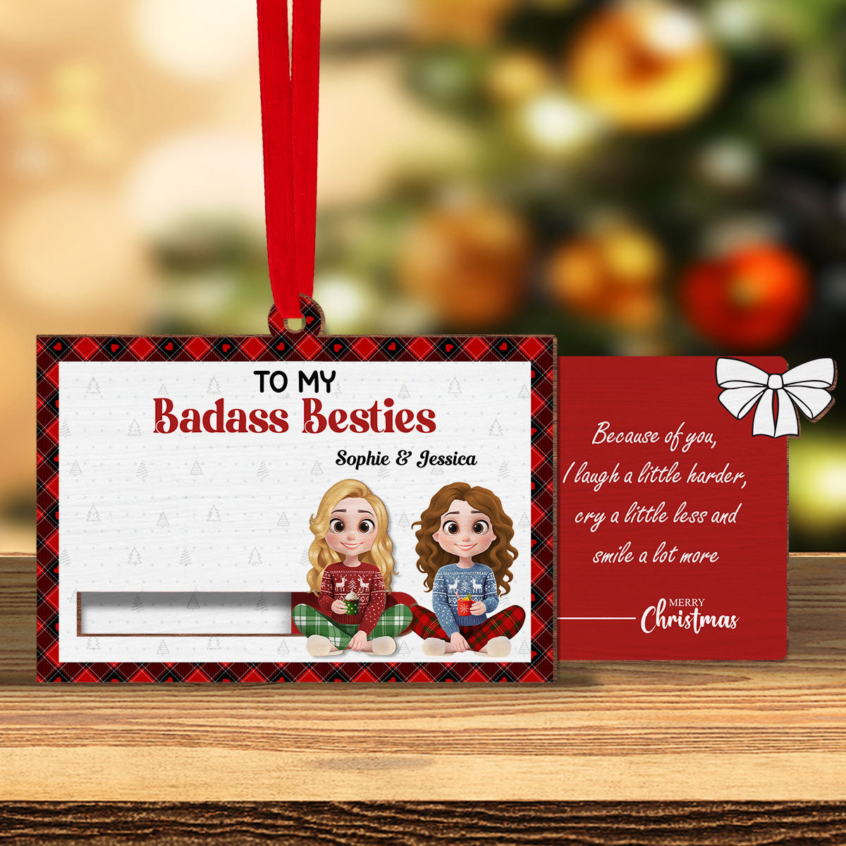 To My Badass Bestie - Personalized Custom Slide Ornament