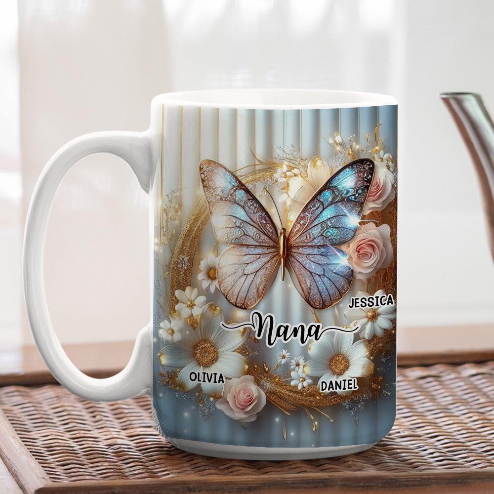 Grandma And Grandkids Beautiful - Personalized Custom 3D Effect Coffee Mug