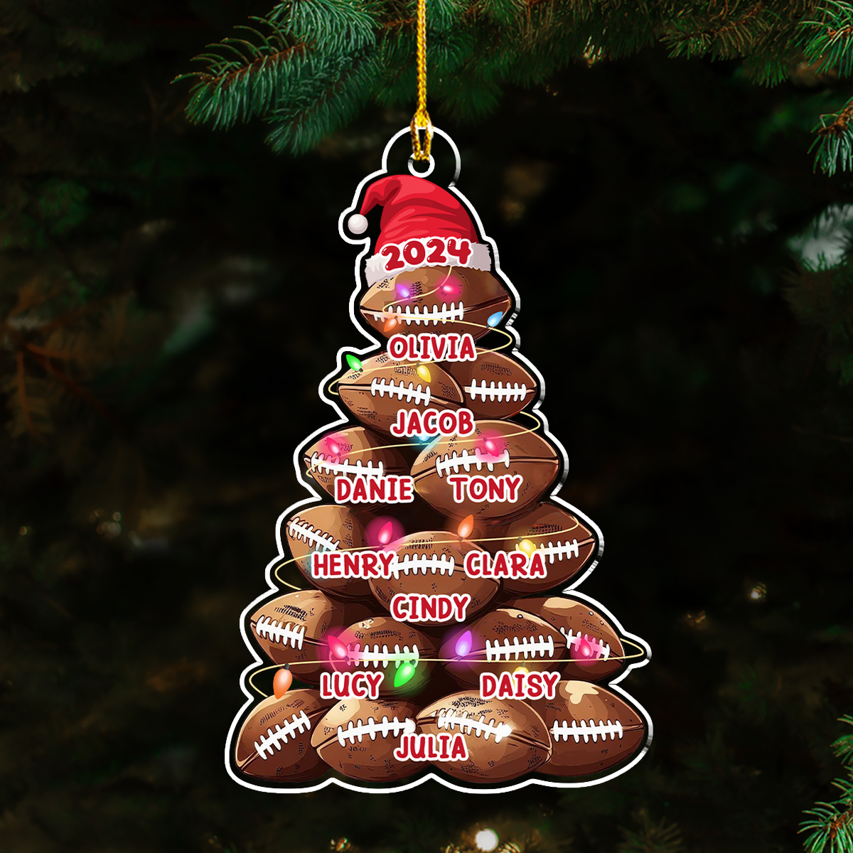 Family Football Team Christmas - Personalized Custom Acrylic Ornament