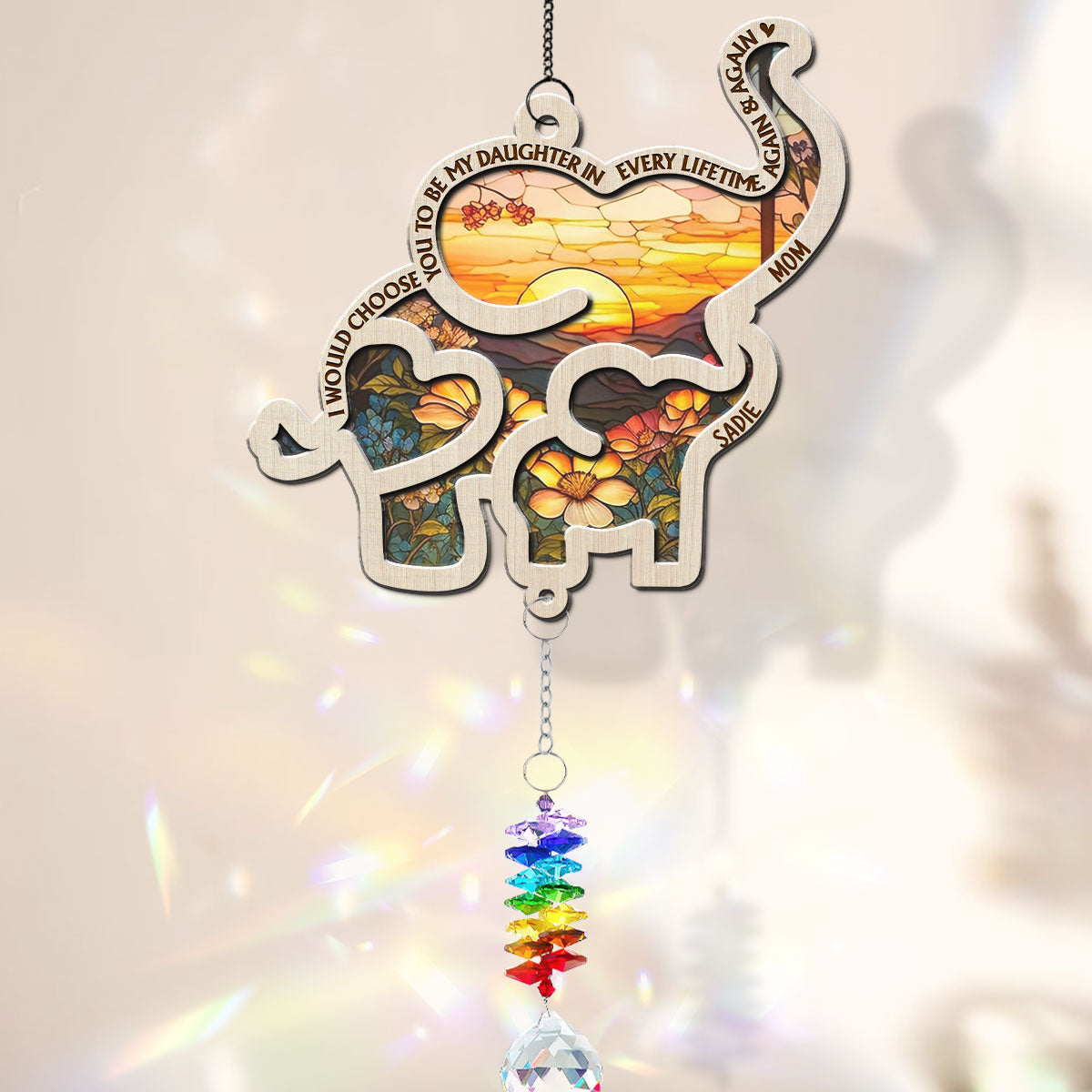 Always Choose You - Personalized Custom Suncatcher With Crystal Rainbow Charm