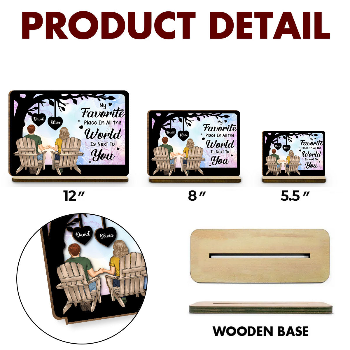 My Favorite Place - Personalized Custom 2-Layer Wood Plaque With Flat Base