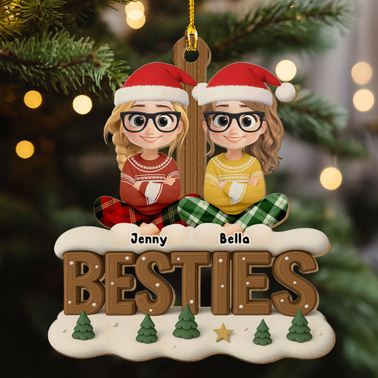 Besties This Year Onwards - Personalized Custom 3D Effect Wood Ornament