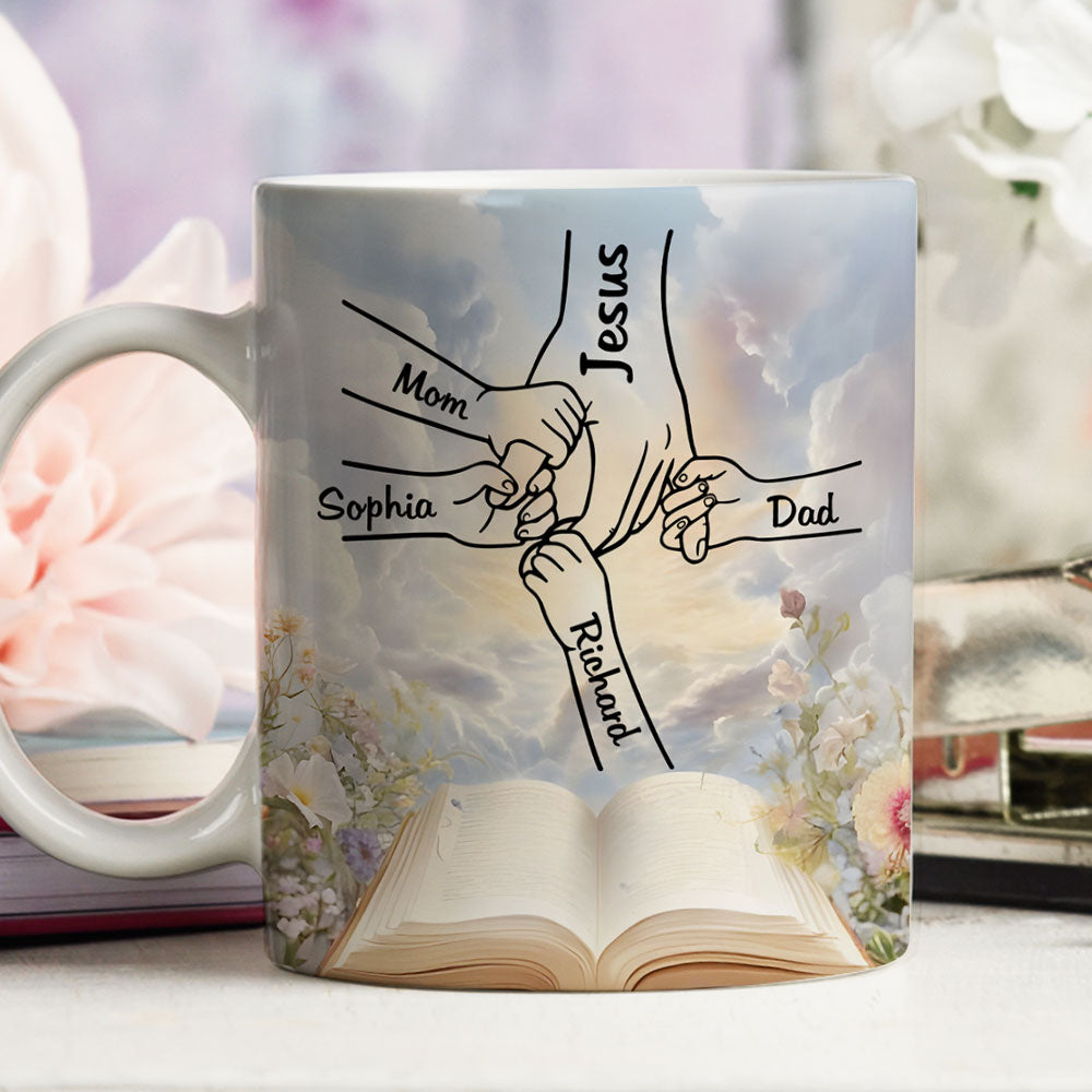 God Holds Our Hands - Personalized Custom Coffee Mug