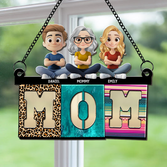 Mom With Cute Children - Personalized Custom Suncatcher