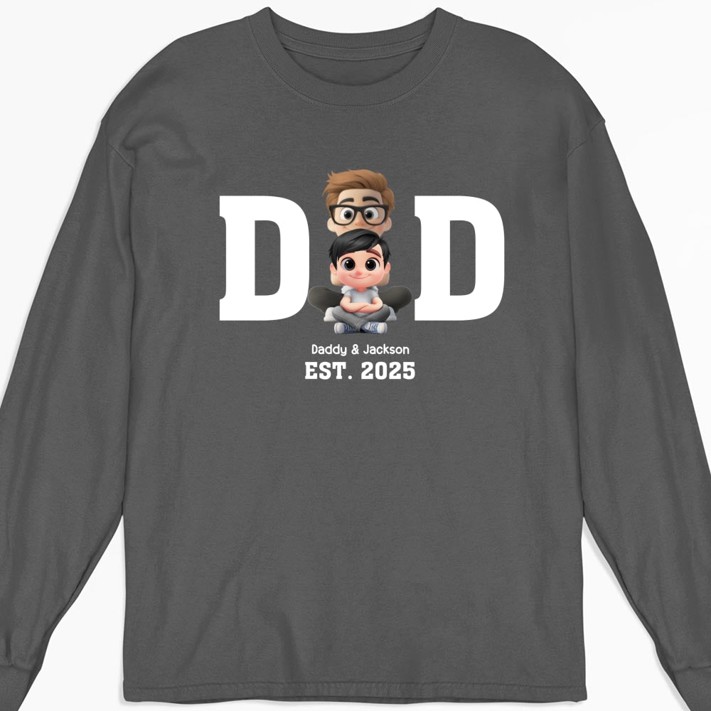 Happy Kids With Dad - Personalized Custom Shirt