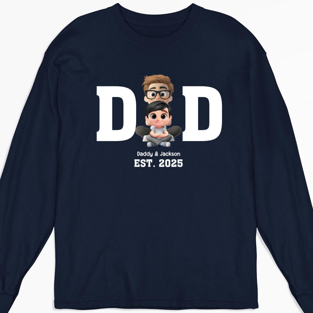 Happy Kids With Dad - Personalized Custom Shirt