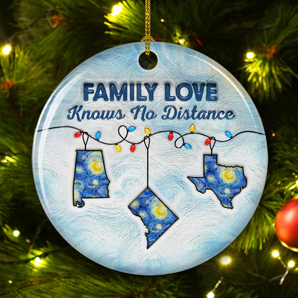 Long Distance - Personalized Custom  3D Inflated Effect Ceramic Ornament