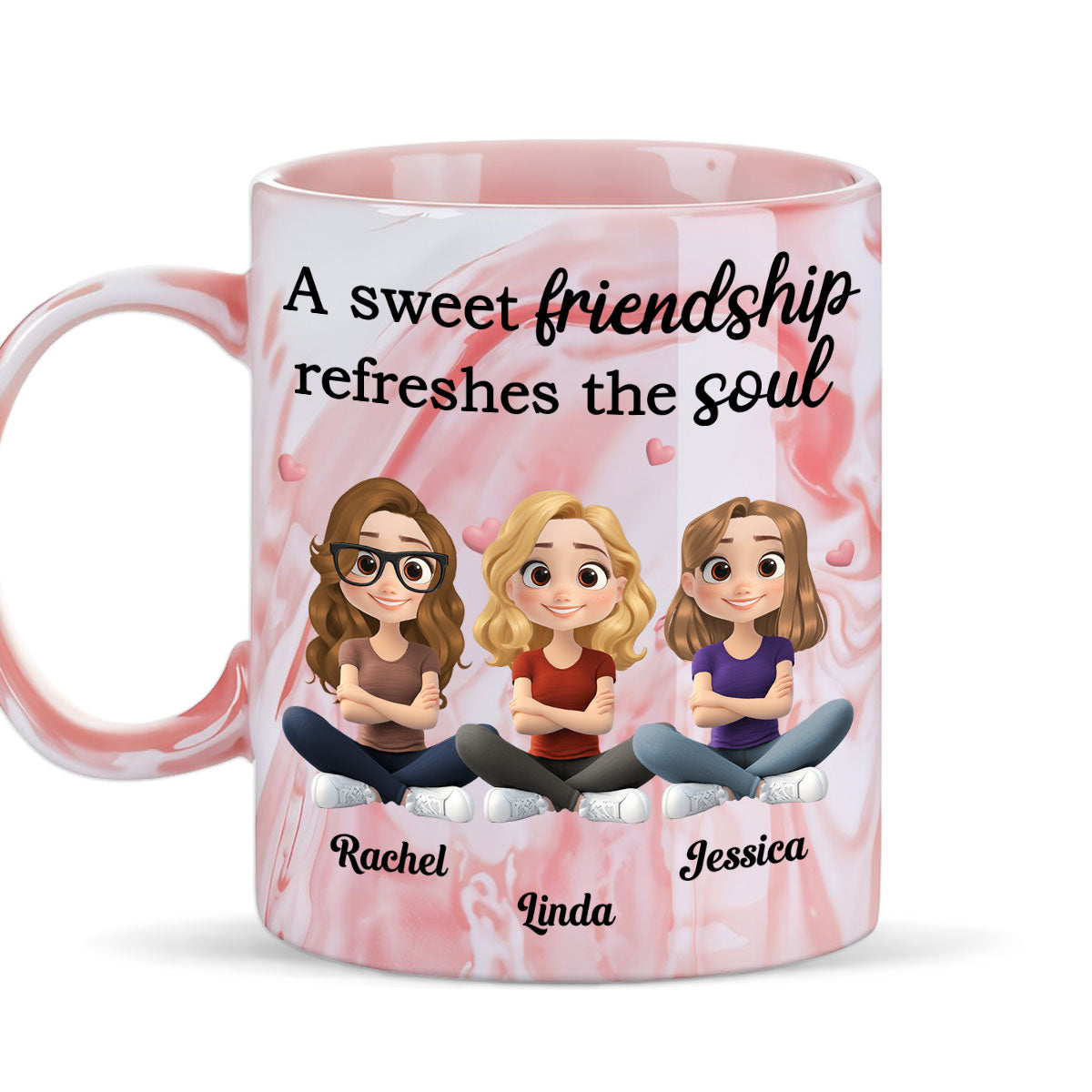 Sweet Friendship - Personalized Custom Pink Marble Mug