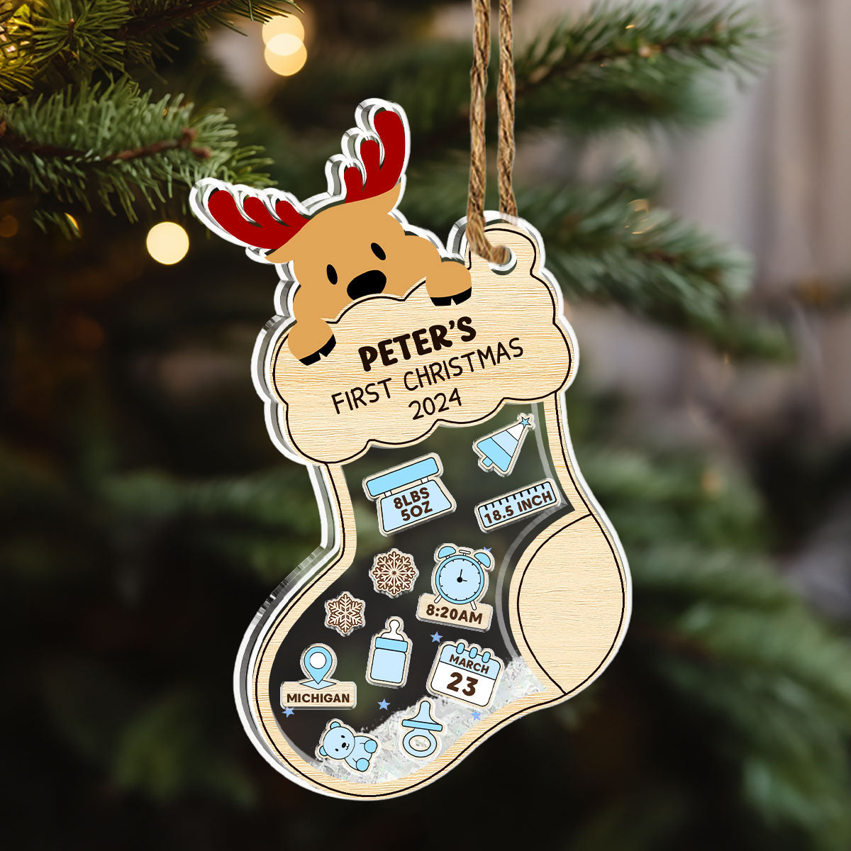 First Christmas Of Baby - Personalized Custom Acrylic Shaker Ornament