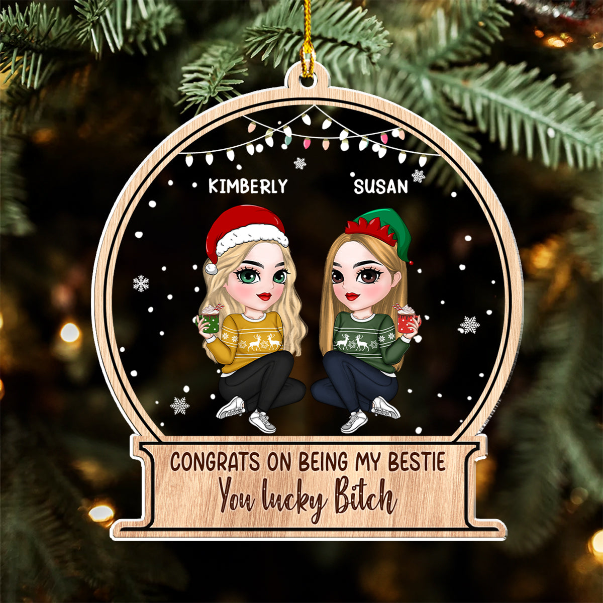 Christmas Congrats On Being My Bestie Sister Coworker - Personalized Custom Acrylic Ornament